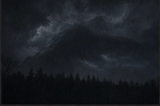 Cloud and treeline meet along a broad dark boundary with no recognizable anatomy.
